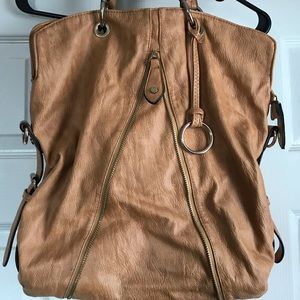 Brown leather tote
